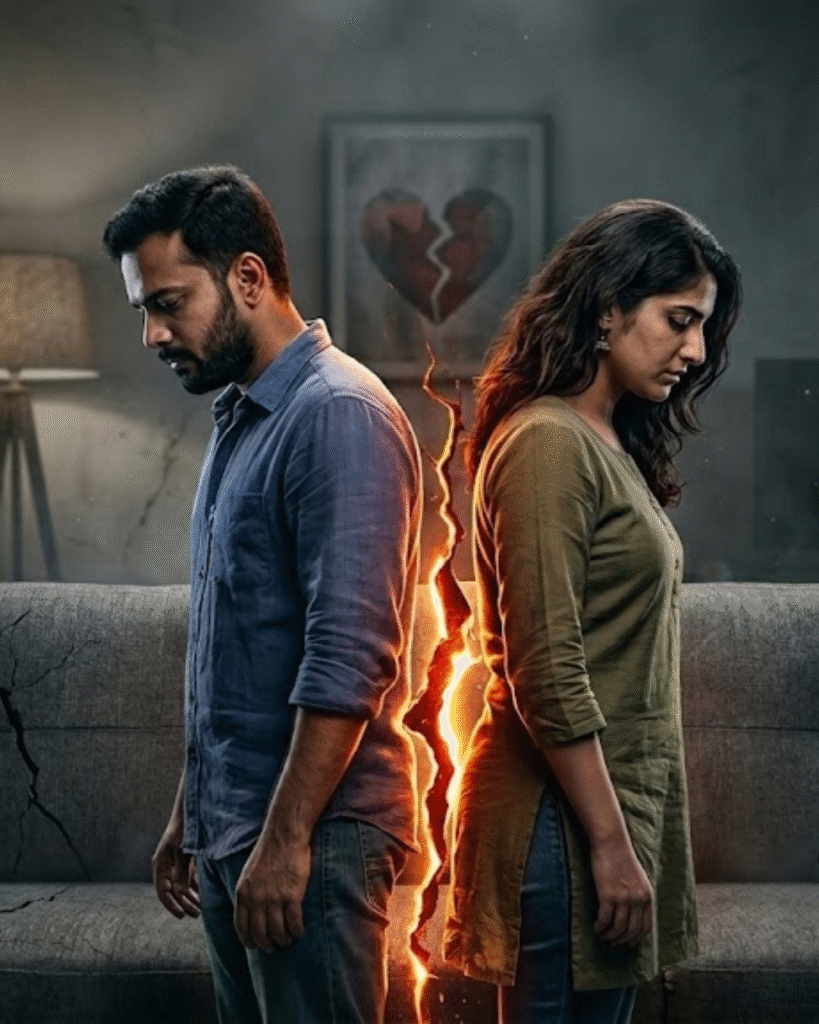 Couple sitting together feeling emotionally distant in a modern relationship